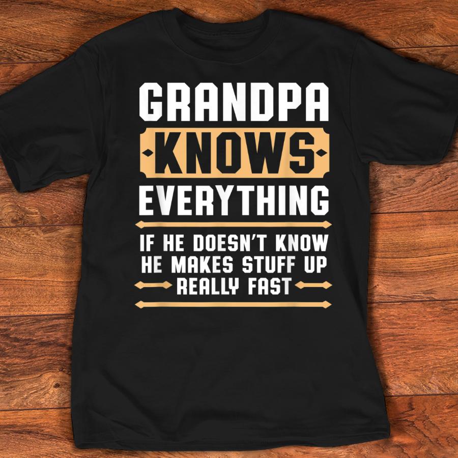Mens Opa Know Everything Grandpa Gift TShirt