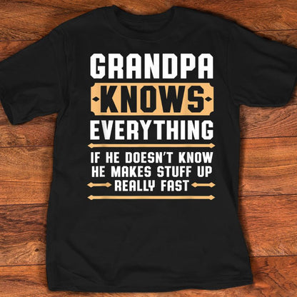 Mens Opa Know Everything Grandpa Gift TShirt
