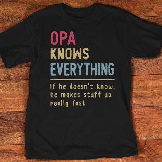 Mens Grandpa Knows Everything Shirt Pops Grandpa Christmas Gift TShirt