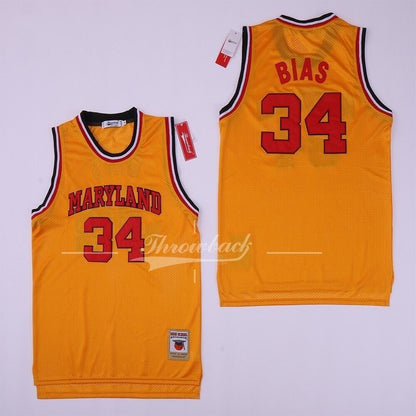 34 Maryland University Len Bias Yellow Jersey