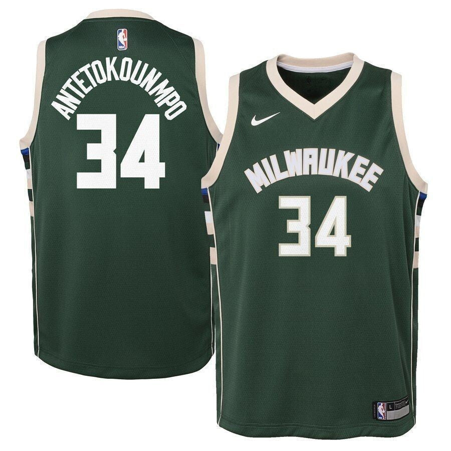 Giannis Antetokounmpo Milwaukee Bucks Youth Jersey Green Icon Edition 2021