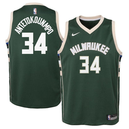 Giannis Antetokounmpo Milwaukee Bucks Youth Jersey Green Icon Edition 2021