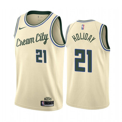 Jrue Holiday Milwaukee Bucks 2020-21 Cream City Edition Jersey 2020 Trade