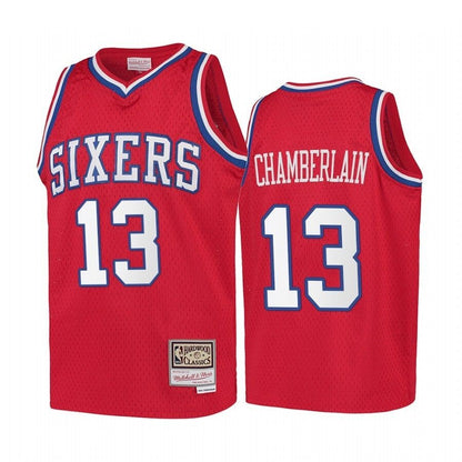 Wilt Chamberlain Philadelphia 76Ers Hardwood Classics Kids Jersey - Red