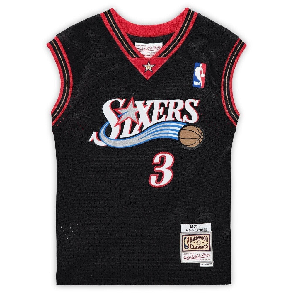 Allen Iverson Philadelphia 76Ers Mitchell & Ness Preschool 2000-2001 Hardwood Classics Throwback Team Jersey – Black